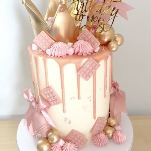Pink & Gold Crown Cake