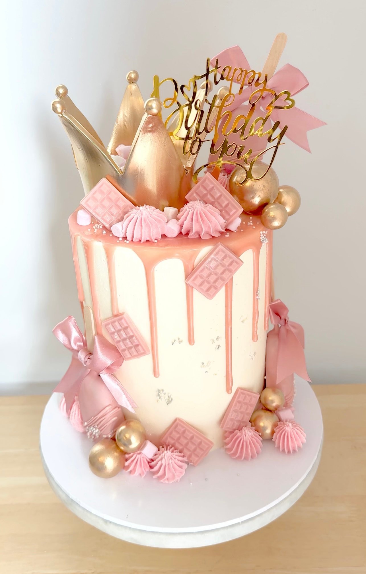 Pink & Gold Crown Cake