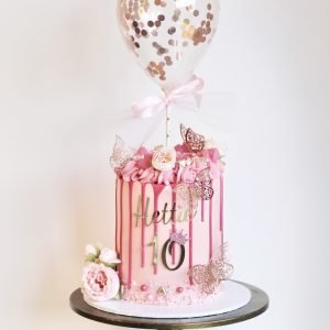 Pink Butterfly Balloon Cake