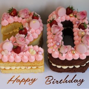 Pink & Gold Two-Tone Number Cake