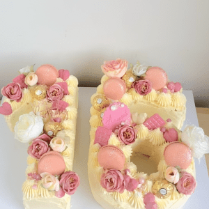 Luxe Pink & Gold Number Cake