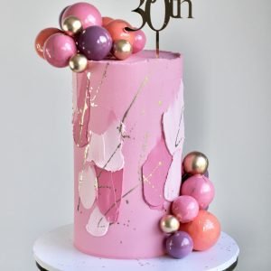 Pink & Gold Abstract Elegance Cake