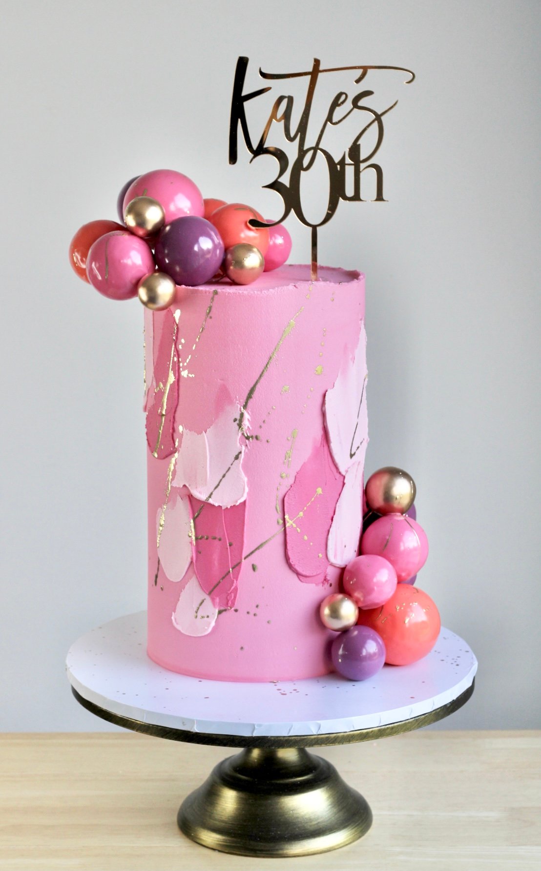 Pink & Gold Abstract Elegance Cake