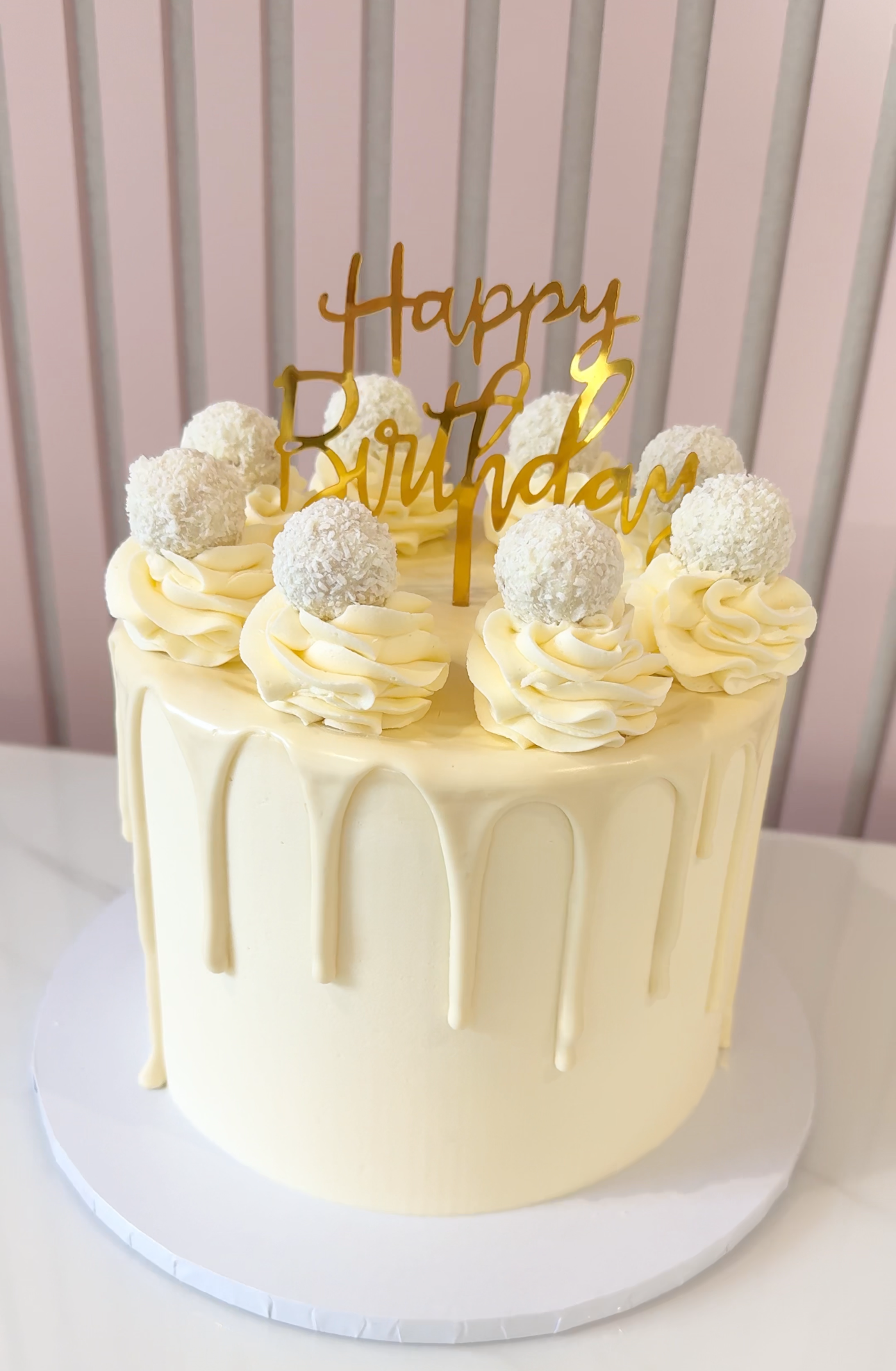 White Chocolate Coconut Drip Cake
