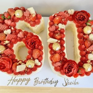 Luxe Red & Gold Number Cake