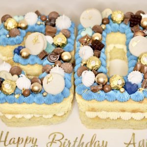 Luxe Blue & Gold Number Cake