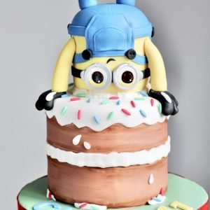 Upside Down Minion Cake