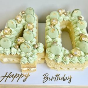 Luxe Green & Gold Number Cake