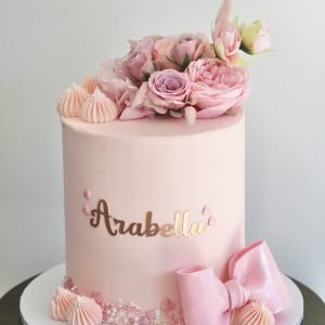 Pink Bow Bloom Cake