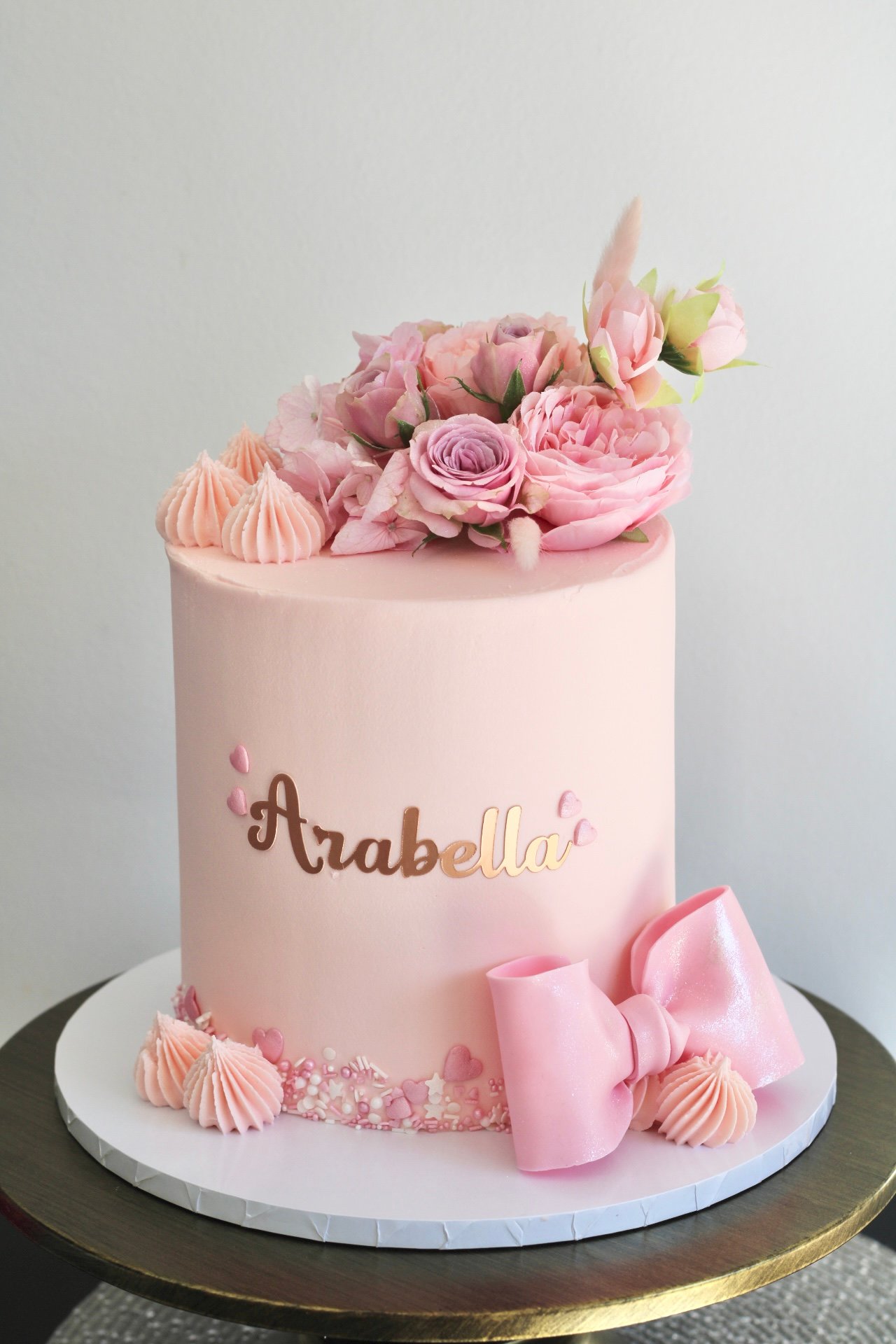 Pink Bow Bloom Cake