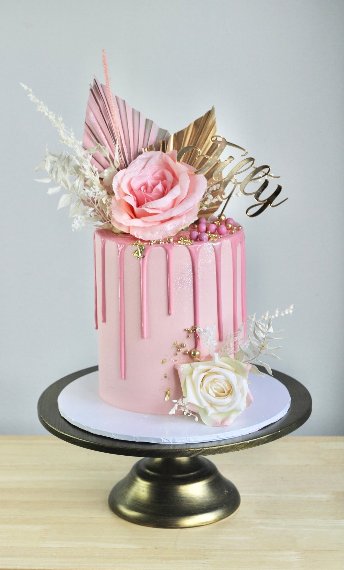 Luxe Blush Drip Cake