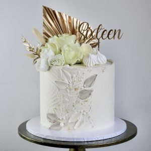 Ivory & Gold Floral Cake V2