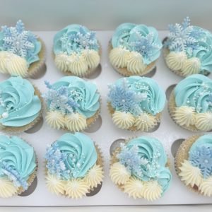 Turquoise Snowflake Cupcakes