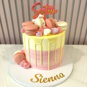 Pastel Macaron Drip Cake