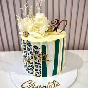 Leopard & Emerald Drip Cake