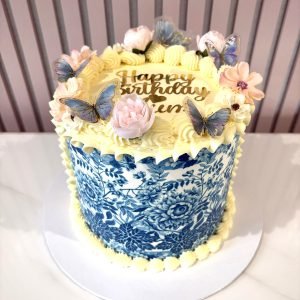 Blue Floral Butterfly Cake