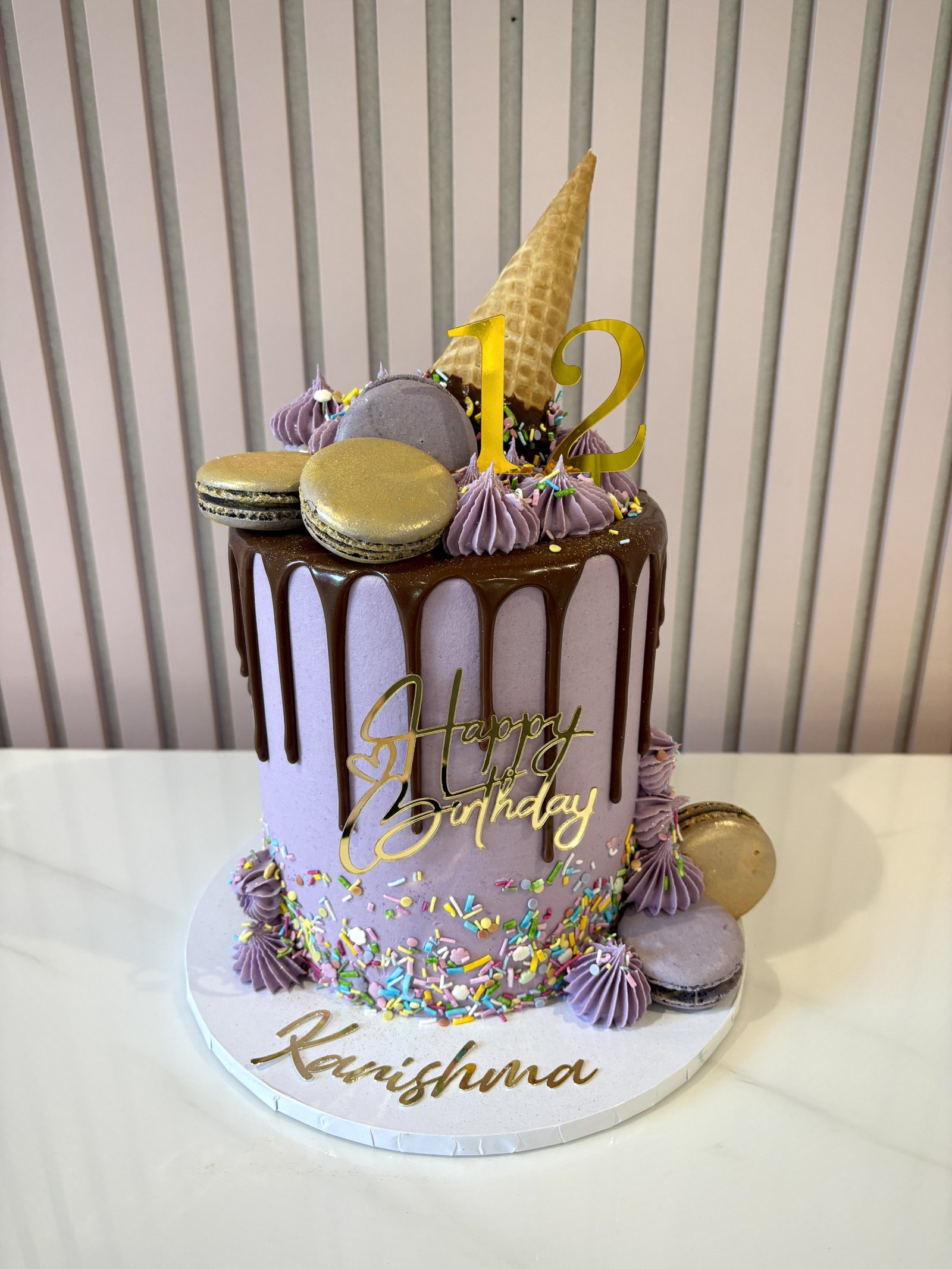 Purple Funfetti Drip Cake