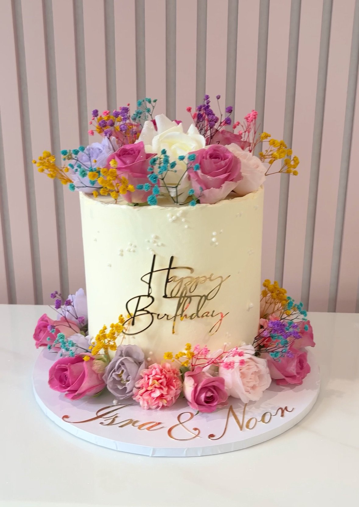 Vibrant Floral Birthday Cake