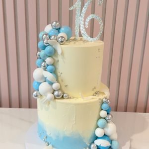 Blue & Ivory Cascade Cake