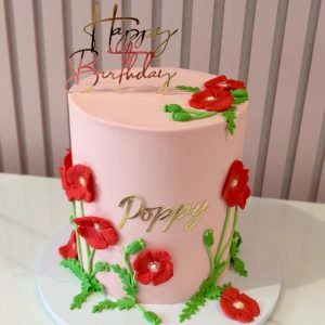 Blush Poppy Floral Cake