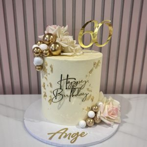 Ivory & Gold Floral Cake V3